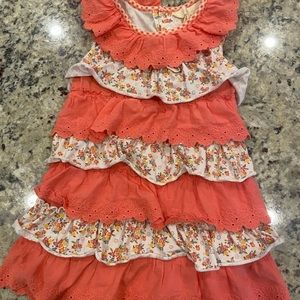 Matilda Jane size 6 coral, yellow and white tunic